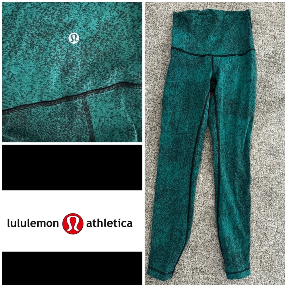 Lululemon rare green soft high waisted sz 4 gym yoga athletic leggings 25”